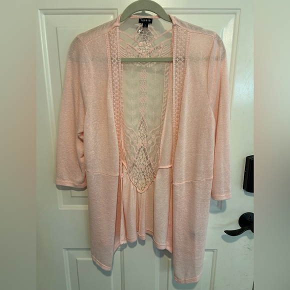 torrid Sweaters - Torrid Pink Lace stylish cardigan.